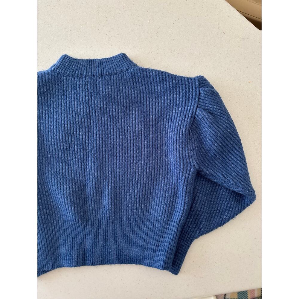 Forever 21 Women’s Blue Mock Neck Cropped Sweater Chunky Knit Pullover - Picture 14 of 15